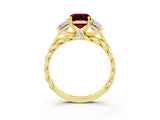 Yellow gold Three-Stone Emerald Cut Garnet Braided Band Ring with Four-Prong Setting_39