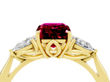 Yellow gold Three-Stone Emerald Cut Garnet Ring with Pear  Side Stones in Four-Prong Setting_16