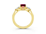 Yellow gold Three-Stone Emerald Cut Garnet Ring with Pear  Side Stones in Four-Prong Setting_39