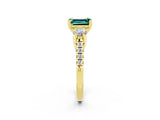 Yellow gold Three-Stone Emerald Cut Green Sapphire Pavé Band with Four-Prong Setting_2
