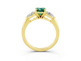 Yellow gold Three-Stone Emerald Cut Green Sapphire Ring with Pear Side Stones and Four-Prong Setting_3