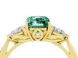 Yellow gold Three-Stone Emerald Cut Green Sapphire Ring with Pear  Side Stones in Four-Prong Setting_16