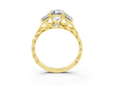 Yellow gold Three-Stone Emerald Cut Moissanite Braided Band Ring with Four-Prong Setting_39