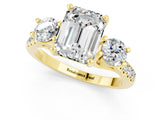 Yellow gold Three-Stone Emerald Cut Moissanite Pavé Band with Four-Prong Setting_1