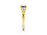 Yellow gold Three-Stone Emerald Cut Moissanite Pavé Band with Four-Prong Setting_2