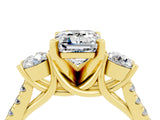 Yellow gold Three-Stone Emerald Cut Moissanite Pavé Band with Four-Prong Setting_4