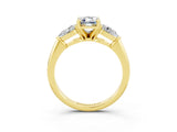 Yellow gold Three-Stone Emerald Cut Moissanite Ring with Pear Side Stones and Four-Prong Setting_3