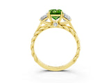 Yellow gold Three-Stone Emerald Cut Peridot Braided Band Ring with Four-Prong Setting_39