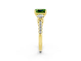 Yellow gold Three-Stone Emerald Cut Peridot Pavé Band with Four-Prong Setting_2
