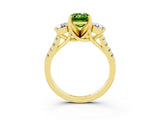 Yellow gold Three-Stone Emerald Cut Peridot Pavé Band with Four-Prong Setting_3