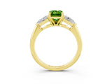 Yellow gold Three-Stone Emerald Cut Peridot Ring with Pear Side Stones and Four-Prong Setting_3