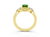 Yellow gold Three-Stone Emerald Cut Peridot Ring with Pear  Side Stones in Four-Prong Setting_39
