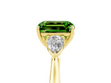Yellow gold Three-Stone Emerald Cut Peridot Ring with Pear  Side Stones in Four-Prong Setting_41