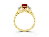 Yellow gold Three-Stone Emerald Cut Ruby Braided Band Ring with Four-Prong Setting_39