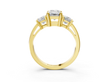Yellow gold Three-Stone Emerald Cut Solitaire Ring with Prong Setting_6