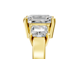 Yellow gold Three-Stone Emerald Cut Solitaire Ring with Prong Setting_8