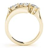 Yellow gold Three-Stone Emerald Cut Tension Band Ring with Four-Prong Setting 2