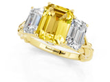 Yellow gold Three-Stone Emerald Cut Yellow Sapphire Braided Band Ring with Four-Prong Setting_61