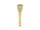 Yellow gold Three-Stone Emerald Cut Yellow Sapphire Braided Band Ring with Four-Prong Setting_62