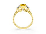 Yellow gold Three-Stone Emerald Cut Yellow Sapphire Braided Band Ring with Four-Prong Setting_63
