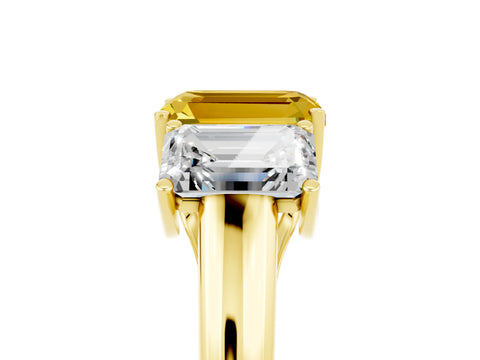 Yellow gold Three-Stone Emerald Cut Yellow Sapphire Engagement Ring with Prong Setting_5