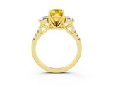 Yellow gold Three-Stone Emerald Cut Yellow Sapphire Pavé Band with Four-Prong Setting_27