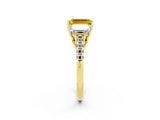 Yellow gold Three-Stone Emerald Cut Yellow Sapphire Ring with Pavé Band and Prong Setting_38