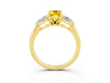 Yellow gold Three-Stone Emerald Cut Yellow Sapphire Ring with Pear Side Stones and Four-Prong Setting_27