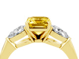 Yellow gold Three-Stone Emerald Cut Yellow Sapphire Ring with Pear Side Stones and Four-Prong Setting_28