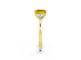 Yellow gold Three-Stone Emerald Cut Yellow Sapphire Ring with Pear  Side Stones in Four-Prong Setting_14