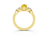 Yellow gold Three-Stone Emerald Cut Yellow Sapphire Ring with Pear  Side Stones in Four-Prong Setting_15