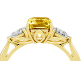 Yellow gold Three-Stone Emerald Cut Yellow Sapphire Ring with Pear  Side Stones in Four-Prong Setting_16