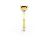 Yellow gold Three-Stone Emerald Cut Yellow Sapphire Ring with Pear  Side Stones in Four-Prong Setting_38