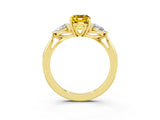 Yellow gold Three-Stone Emerald Cut Yellow Sapphire Ring with Pear  Side Stones in Four-Prong Setting_39