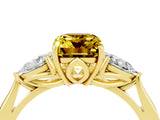 Yellow gold Three-Stone Emerald Cut Yellow Sapphire Ring with Pear  Side Stones in Four-Prong Setting_40