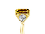 Yellow gold Three-Stone Emerald Cut Yellow Sapphire Ring with Pear  Side Stones in Four-Prong Setting_41