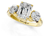Yellow gold Three-Stone Emerald Diamond Channel Set Engagement Ring with Prong Setting_16