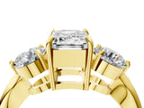 Yellow gold Three-Stone Emerald Diamond Channel Set Engagement Ring with Prong Setting_19