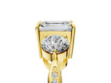 Yellow gold Three-Stone Emerald Diamond Channel Set Engagement Ring with Prong Setting_20