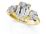 Yellow gold Three-Stone Emerald Diamond Channel Set Engagement Ring with Prong Setting_4