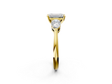 Yellow gold Three-Stone Emerald Diamond Ring with Pear Side Stones in Four-Prong Setting_74