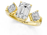 Yellow gold Three-Stone Emerald and Princess Cut Diamond Ring with Channel Band and Four-Prong Setting_17