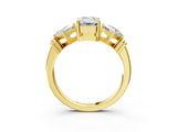Yellow gold Three-Stone Emerald and Princess Cut Diamond Ring with Channel Band and Four-Prong Setting_19
