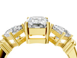 Yellow gold Three-Stone Emerald and Princess Cut Diamond Ring with Channel Band and Four-Prong Setting_20