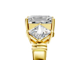 Yellow gold Three-Stone Emerald and Princess Cut Diamond Ring with Channel Band and Four-Prong Setting_21