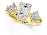 Yellow gold Three-Stone Emerald and Princess Cut Diamond Ring with Channel Band and Four-Prong Setting_29