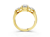 Yellow gold Three-Stone Emerald and Princess Cut Diamond Ring with Channel Band and Four-Prong Setting_31