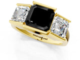 Yellow gold Three Stone Fancy Black Asscher Cut Cut Channel Set Diamond Ring_1