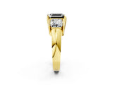 Yellow gold Three Stone Fancy Black Asscher Cut Cut Channel Set Diamond Ring_2