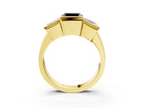 Yellow gold Three Stone Fancy Black Asscher Cut Cut Channel Set Diamond Ring_3